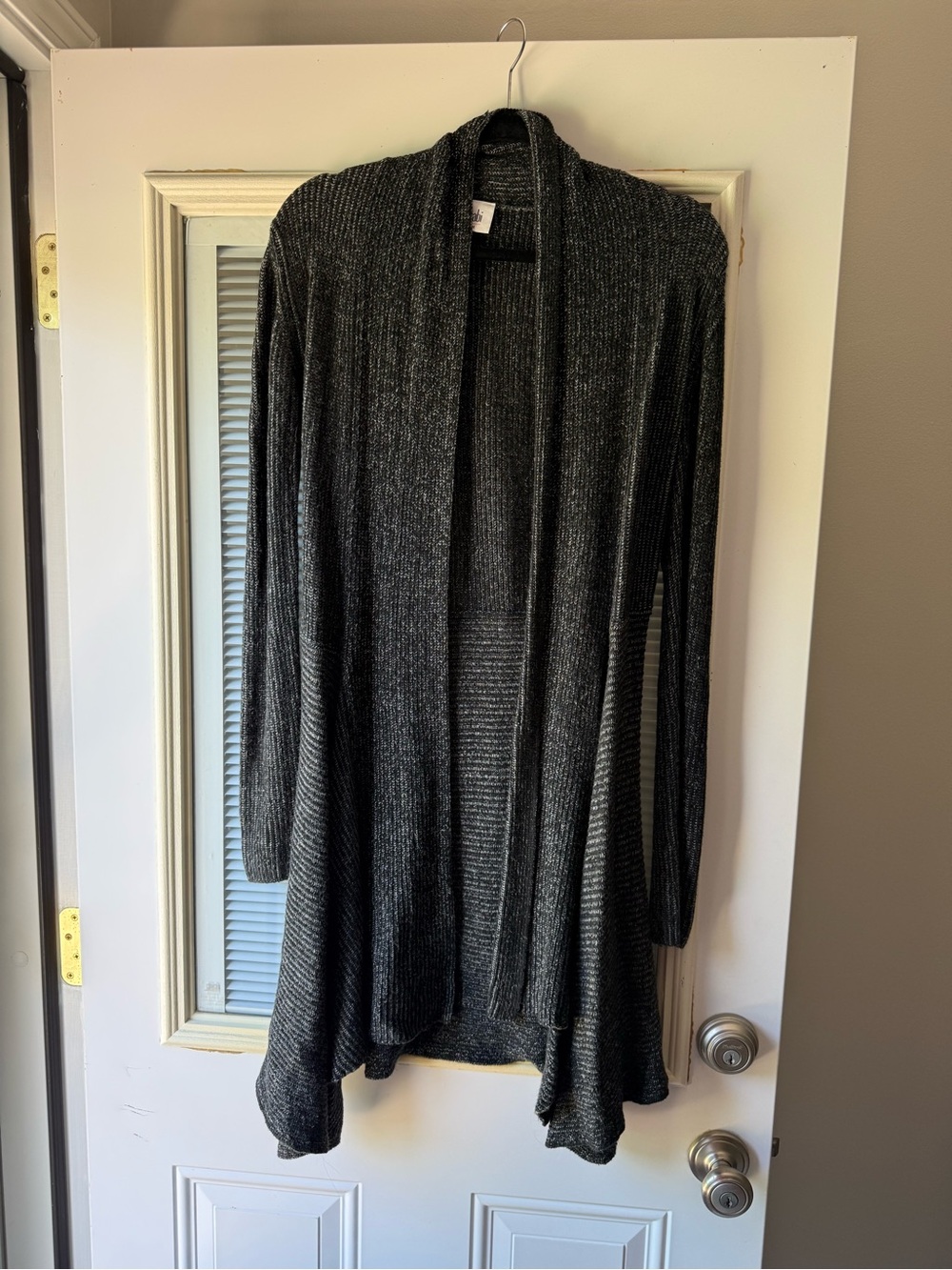 CAbi Charcoal Ribbed Open-Front Cardigan